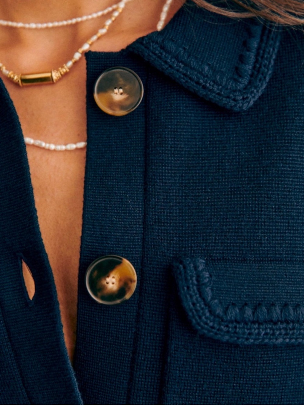 Sezane Navy Betty Cardigan - Picture 2 of 7